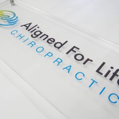 acrylic sign with digital print and cut to rear