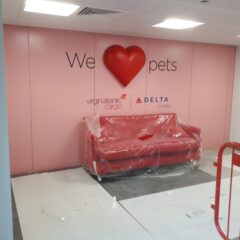 Vinyl lettering exhibition display wall.