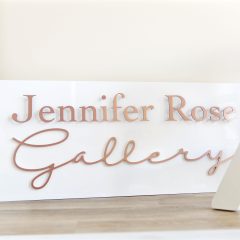 Acrylic sign with cnc brushed copper letters