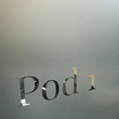 door privacy film with name. London