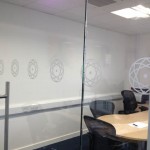 Glass manifestation. Etched partition graphics, Leatherhead