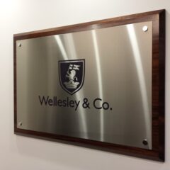 Engraved Brushed metal plaque with infill